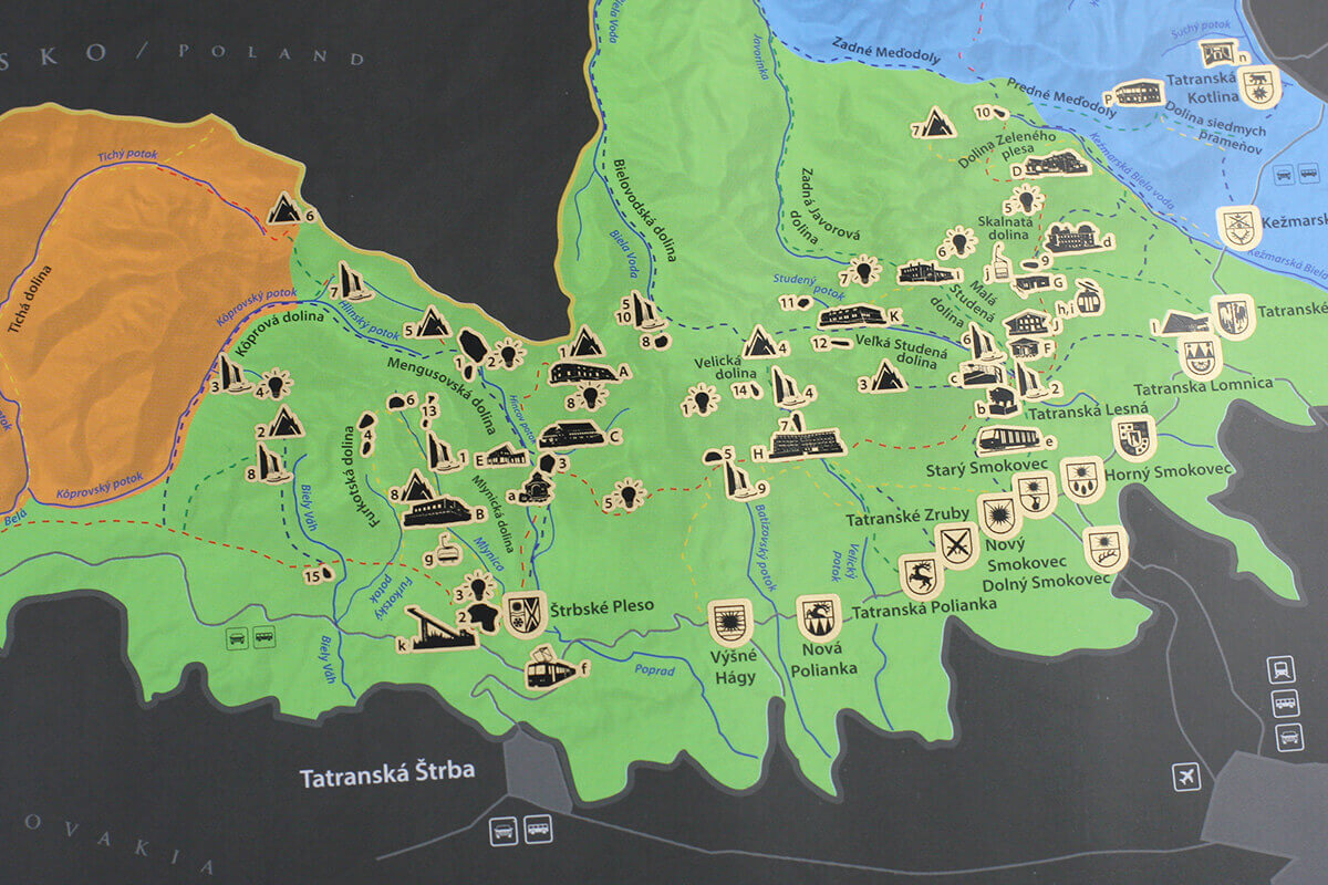 Stírací mapa Tater (A3) - detail