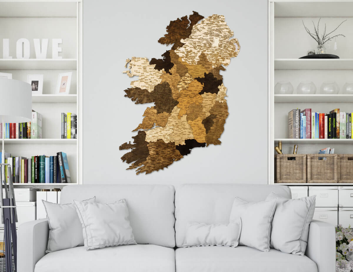 Nástěnná dřevěná mapa Irska