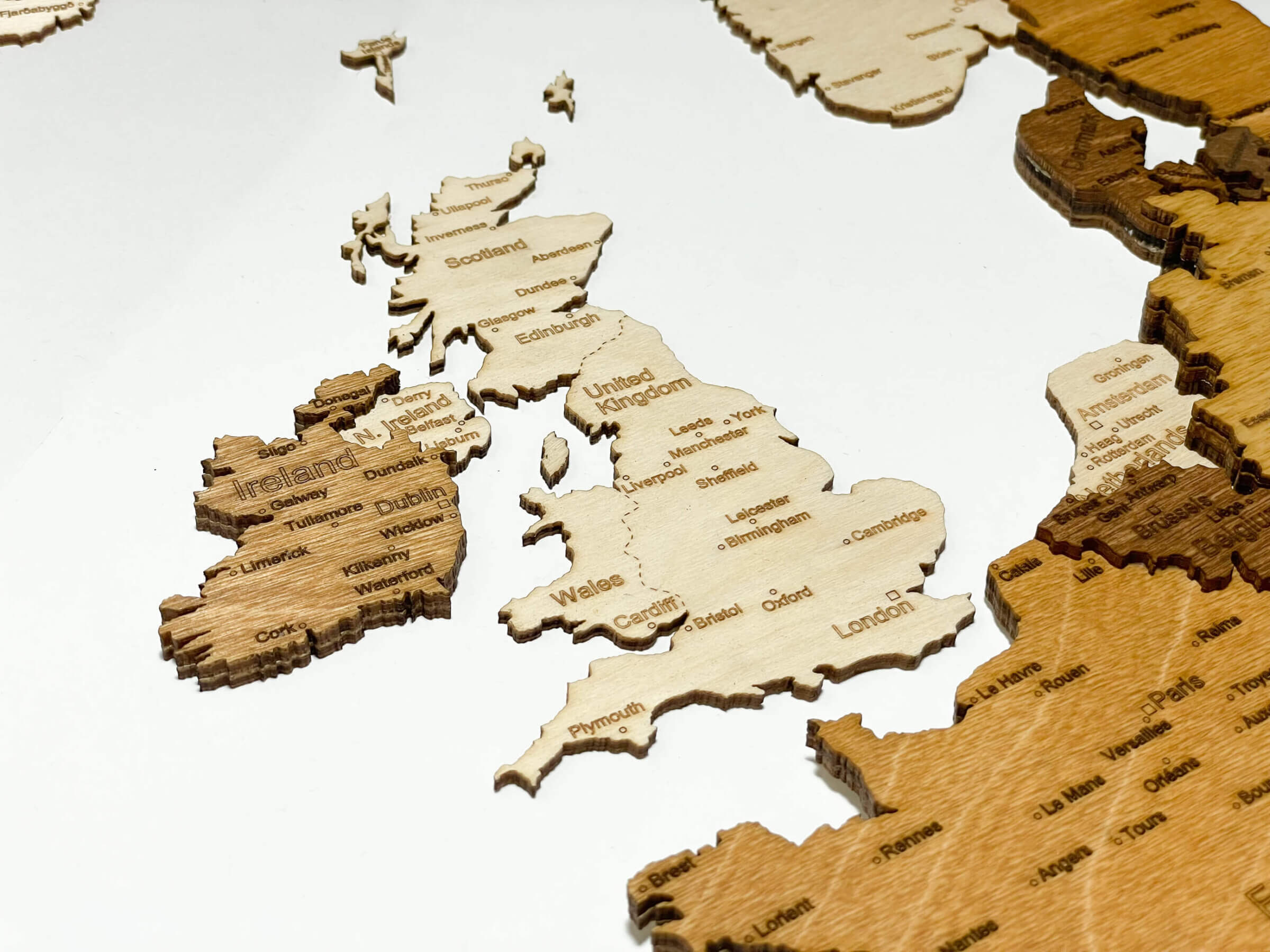 3D dřevěná mapa Evropy