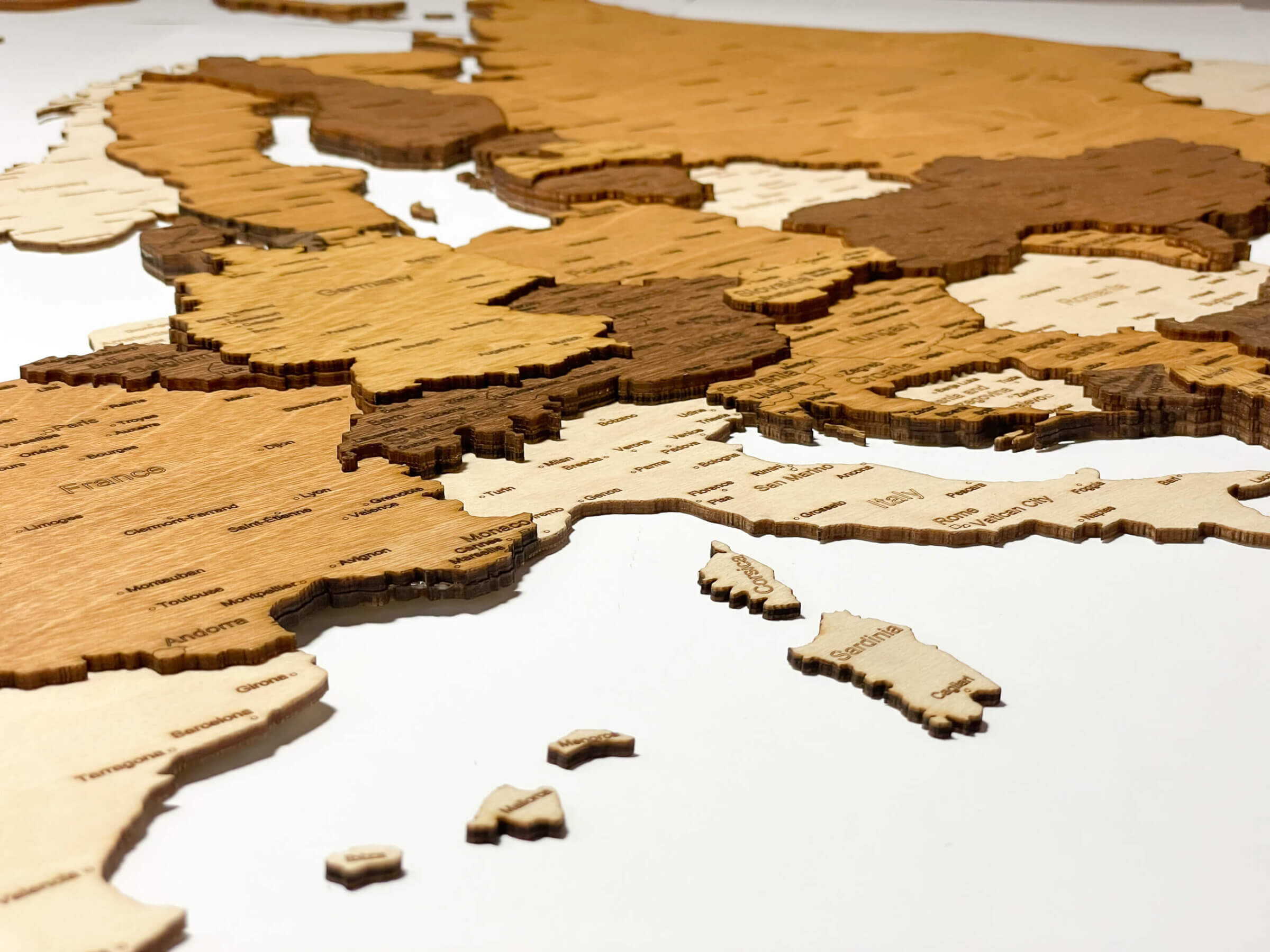 Středozemní moře - 3D dřevěná mapa Evropy