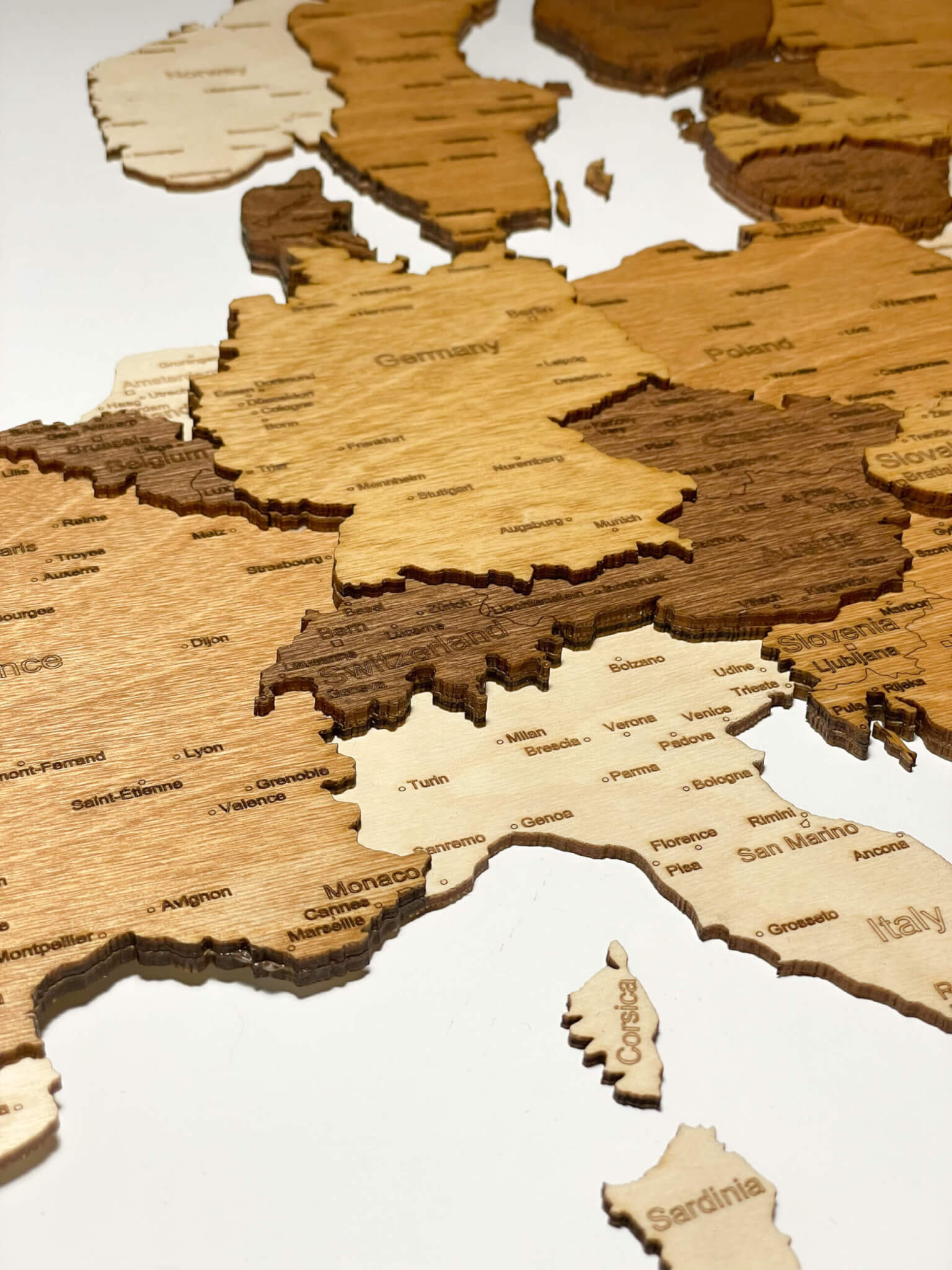 Západní Evropa - Dřevěná mapa Evropy
