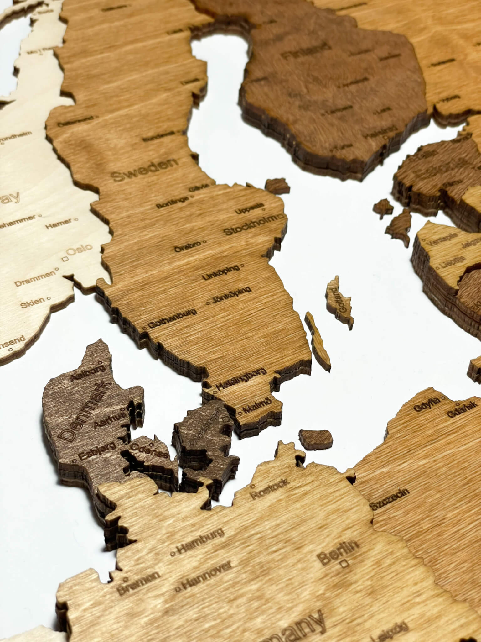 Skandinávie - 3D dřevěná mapa Evropy