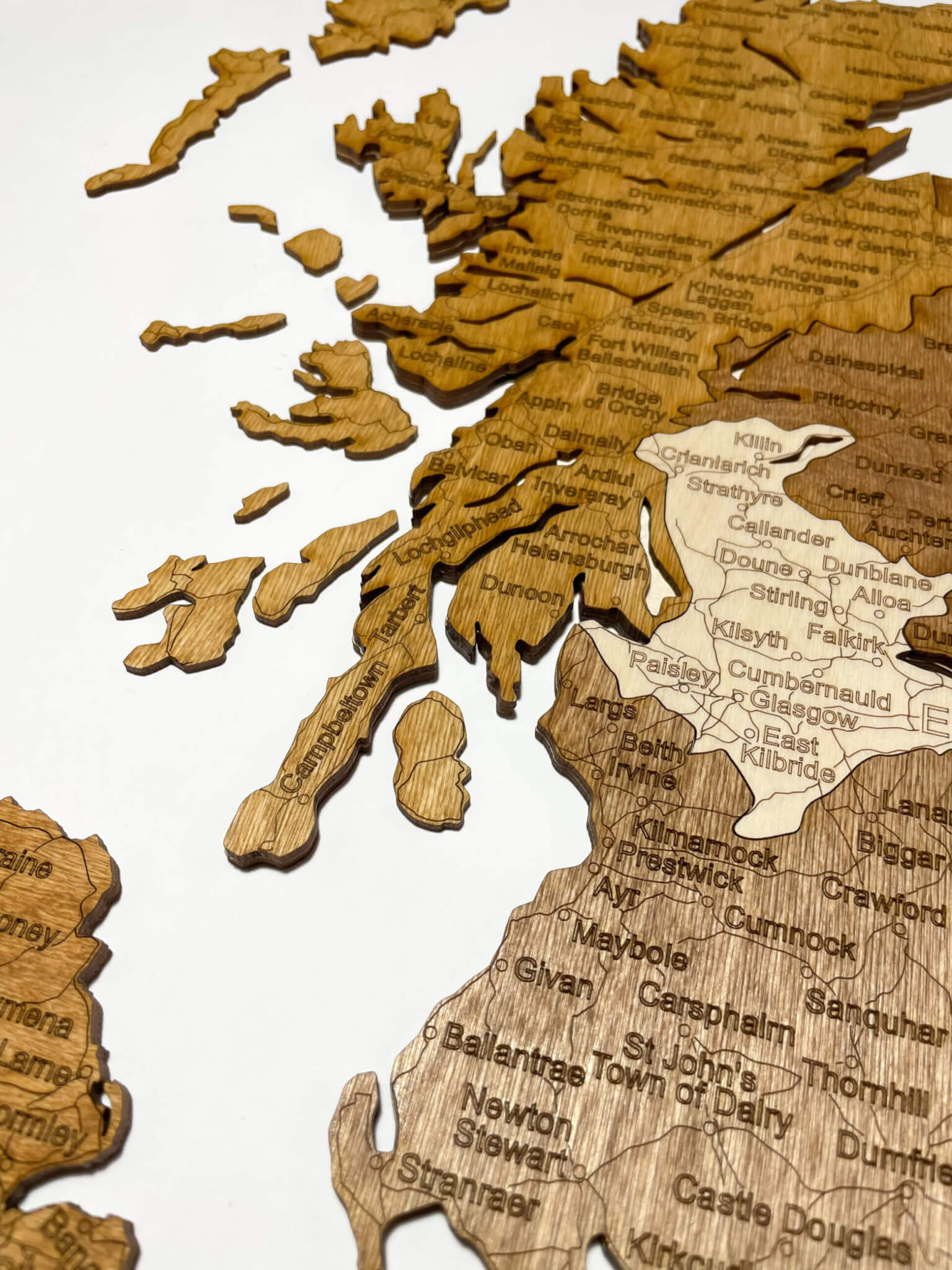Skotsko - UK dřevěná mapa