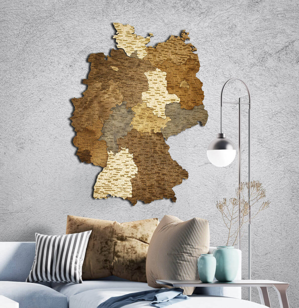 Nástěnná dřevěná mapa Německa - velká dekorace na zeď