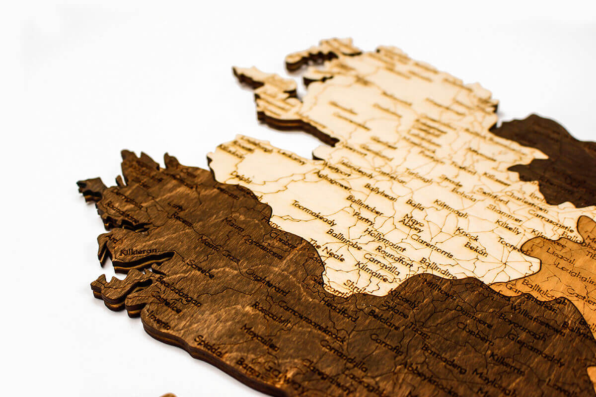 Nástěnná dřevěná mapa Irska