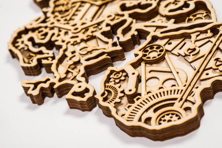 Industrial Wooden Map of the World - detail