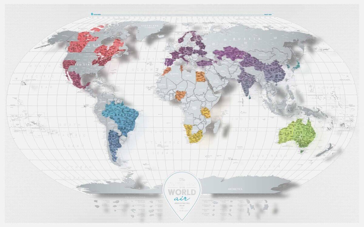 Stírací mapa Travel Air Map